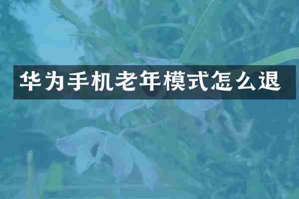华为手机老年模式怎么退