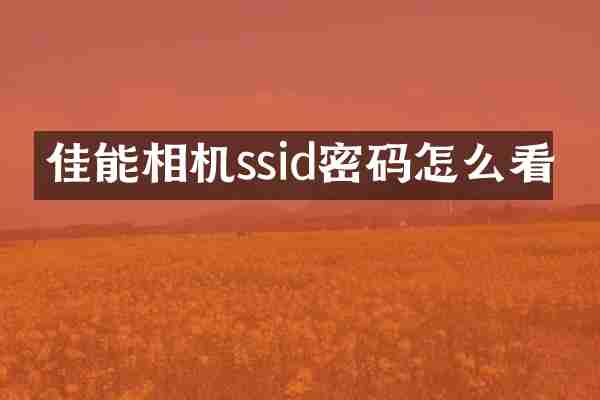 佳能相机ssid密码怎么看
