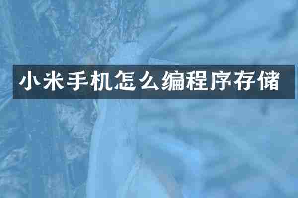 小米手机怎么编程序存储