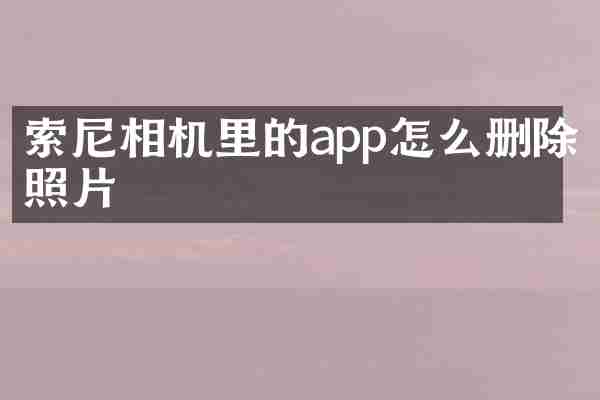 索尼相机里的app怎么删除照片