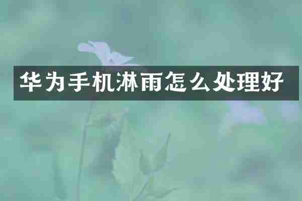 华为手机淋雨怎么处理好