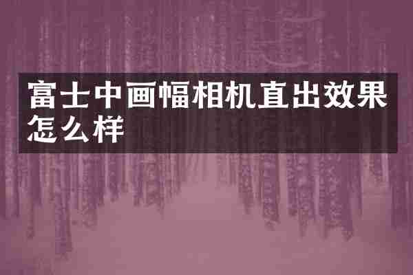 富士中画幅相机直出效果怎么样