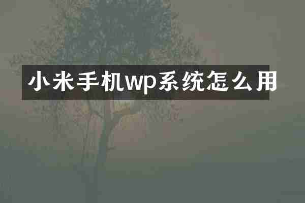 小米手机wp系统怎么用