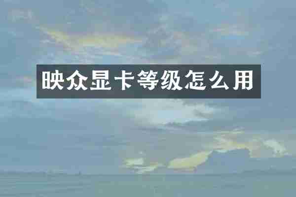 映众显卡等级怎么用