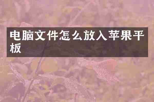 电脑文件怎么放入苹果平板