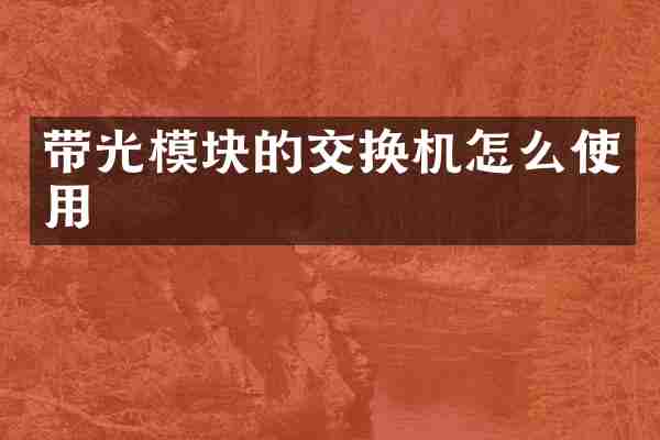 带光模块的交换机怎么使用