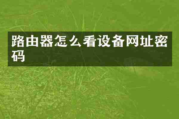 路由器怎么看设备网址密码