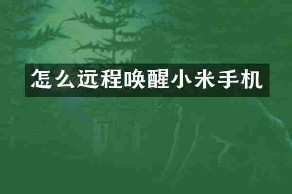 怎么远程唤醒小米手机
