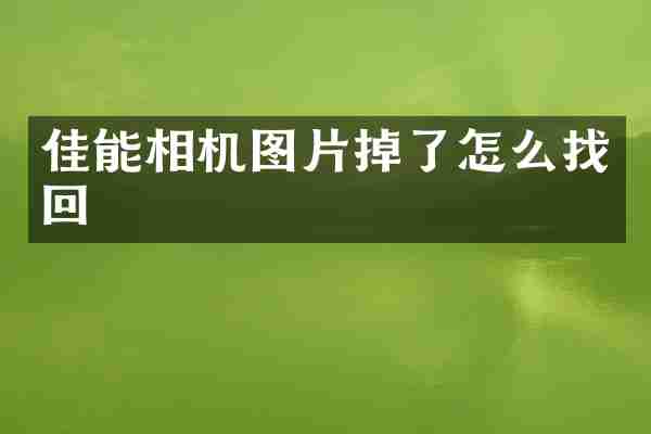 佳能相机图片掉了怎么找回