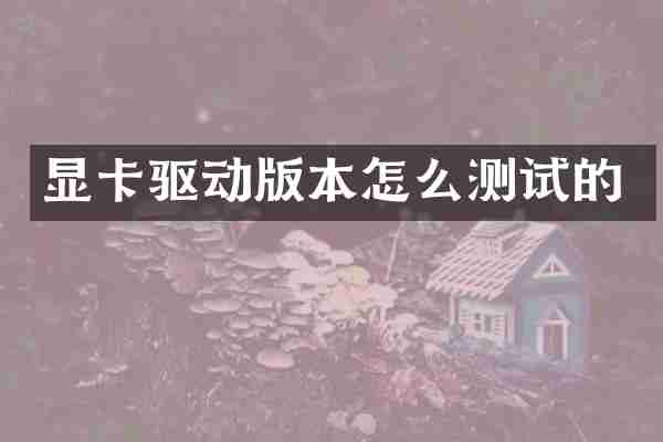 显卡驱动版本怎么测试的