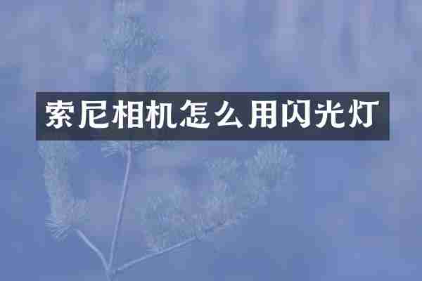 索尼相机怎么用闪光灯