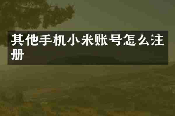 其他手机小米账号怎么注册