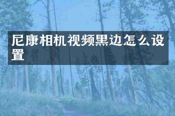 尼康相机视频黑边怎么设置