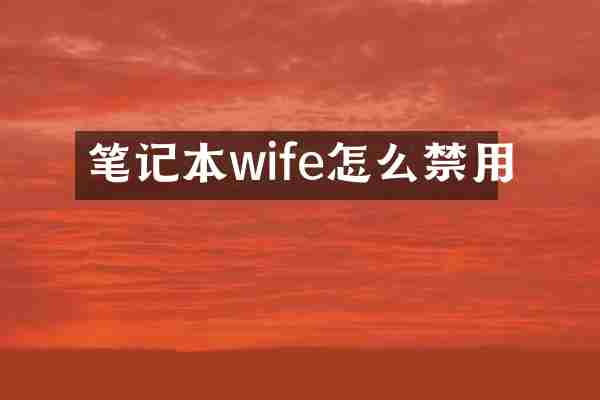 笔记本wife怎么禁用