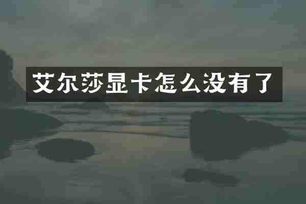 艾尔莎显卡怎么没有了