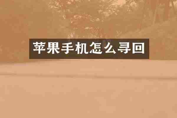 苹果手机怎么寻回