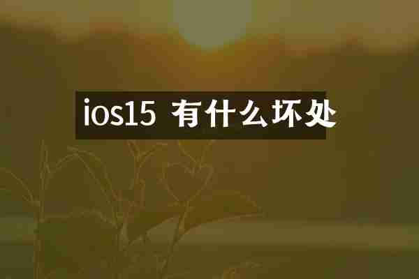 ios15 有什么坏处