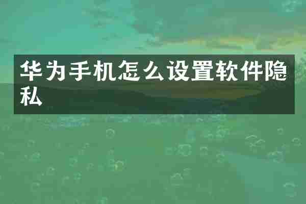 华为手机怎么设置软件隐私