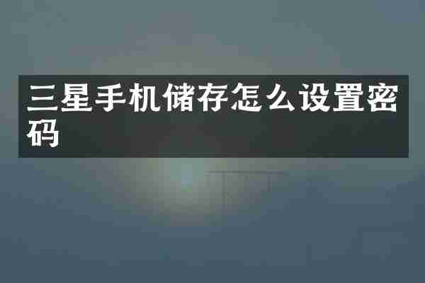 三星手机储存怎么设置密码