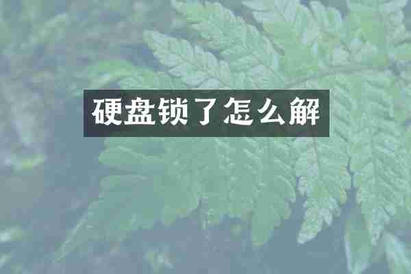 硬盘锁了怎么解