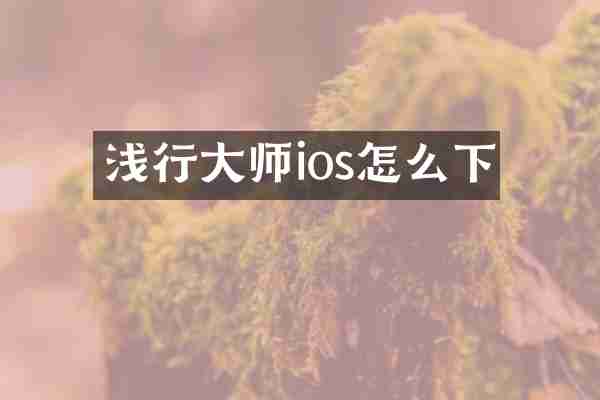 浅行大师ios怎么下