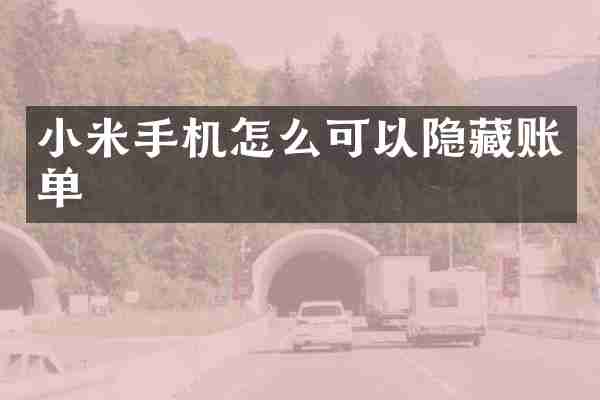 小米手机怎么可以隐藏账单