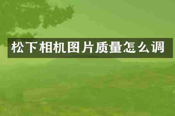 相机图片质量怎么调
