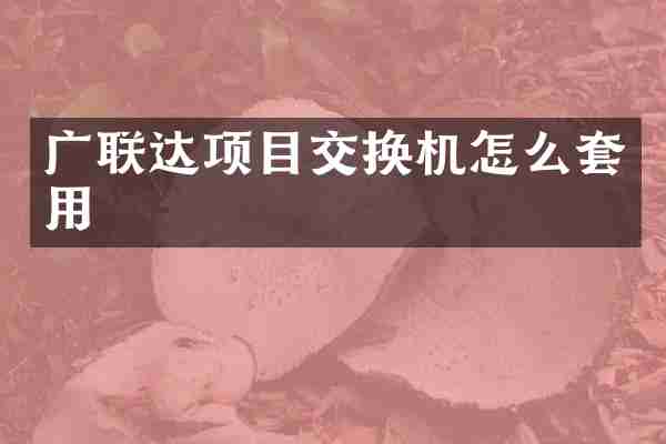 广联达项目交换机怎么套用