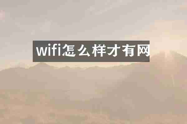 wifi怎么样才有网