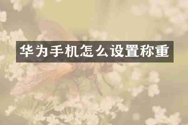华为手机怎么设置称重