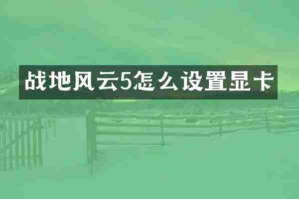 战地风云5怎么设置显卡