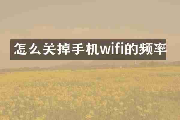 怎么关掉手机wifi的频率