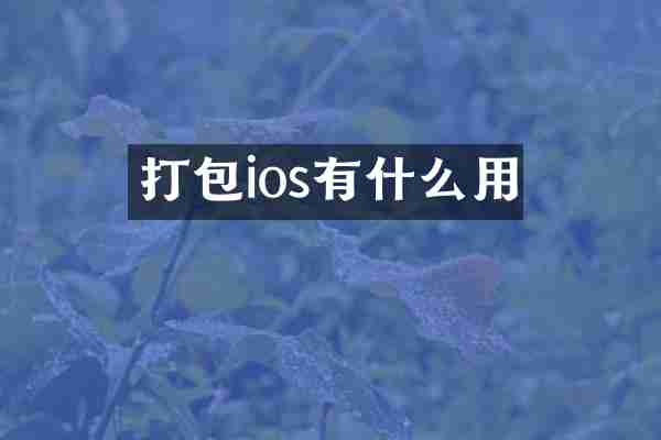 打包ios有什么用