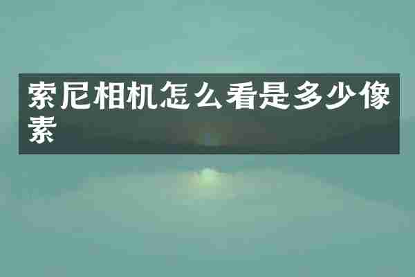 索尼相机怎么看是多少像素
