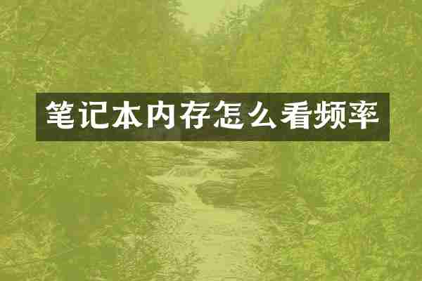 笔记本内存怎么看频率