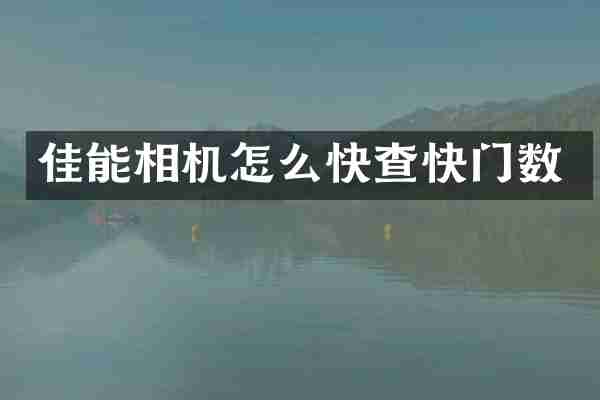 佳能相机怎么快查快门数