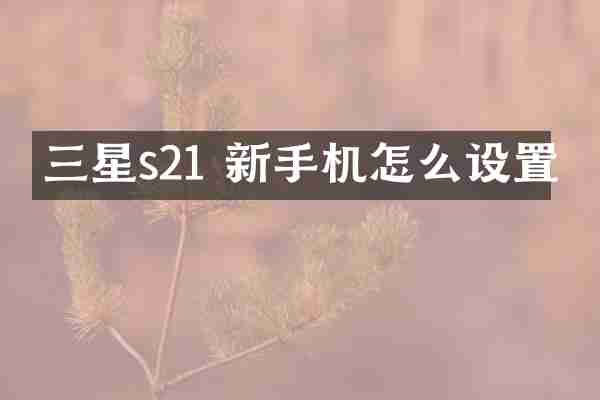 三星s21 新手机怎么设置