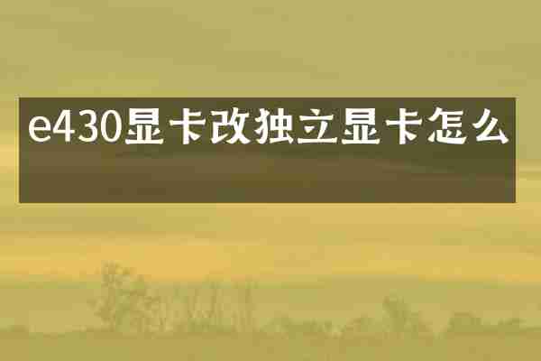 e430显卡改独立显卡怎么办