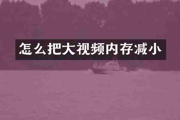 怎么把大视频内存减小