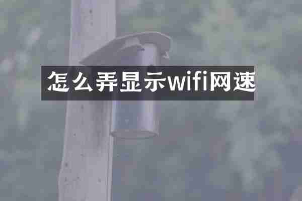 怎么弄显示wifi网速