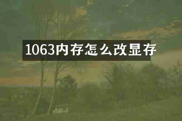 1063内存怎么改显存