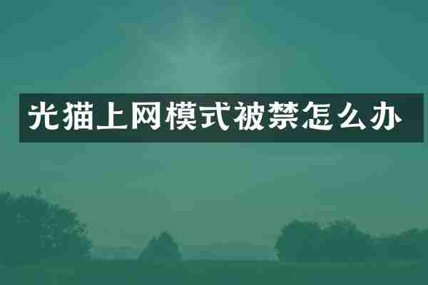 光猫上网模式被禁怎么办