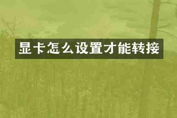 显卡怎么设置才能转接