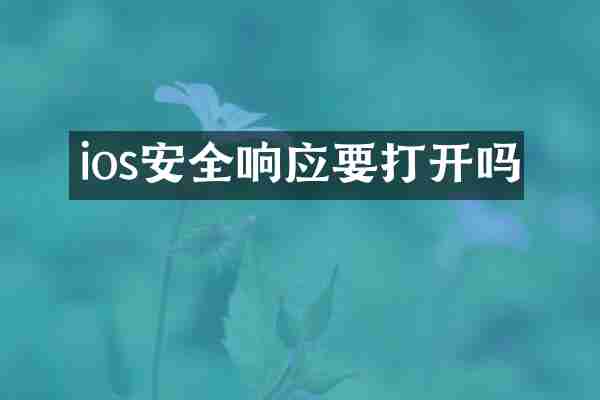 ios安全响应要打开吗