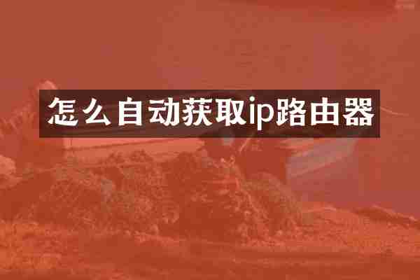 怎么自动获取ip路由器