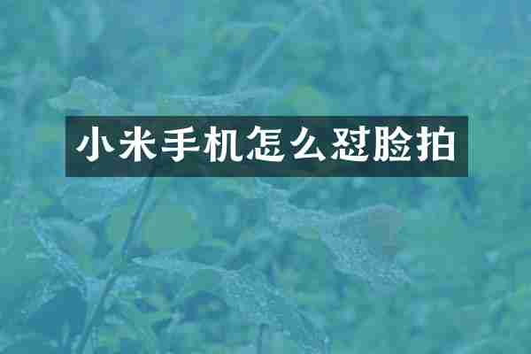 小米手机怎么怼脸拍