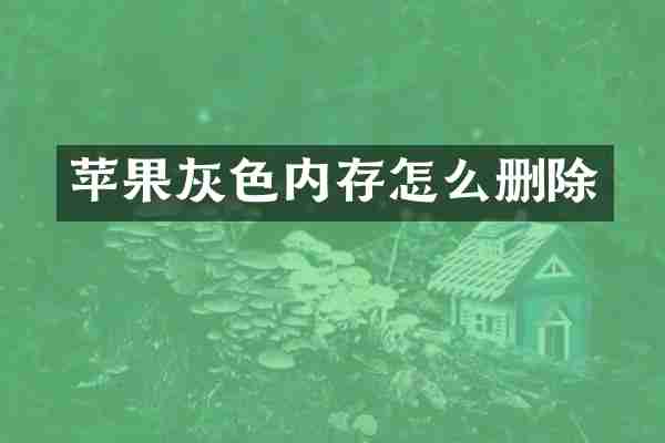 苹果灰色内存怎么删除