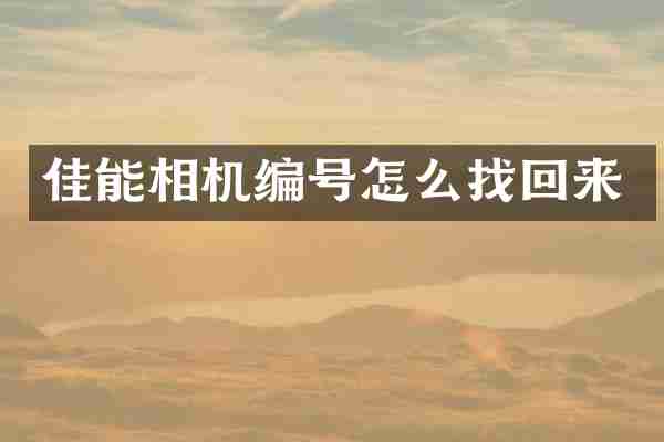 佳能相机编号怎么找回来