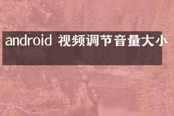 android 视频调节音量大小吗