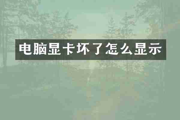 电脑显卡坏了怎么显示